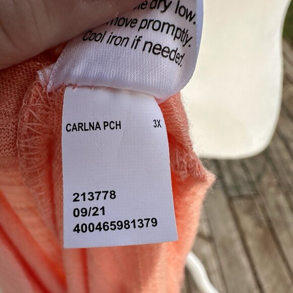 SONOMA GFL Popover Top Women's Plus 3X Carolina Peach Long Sleeve Top Y Neck - Picture 11 of 11